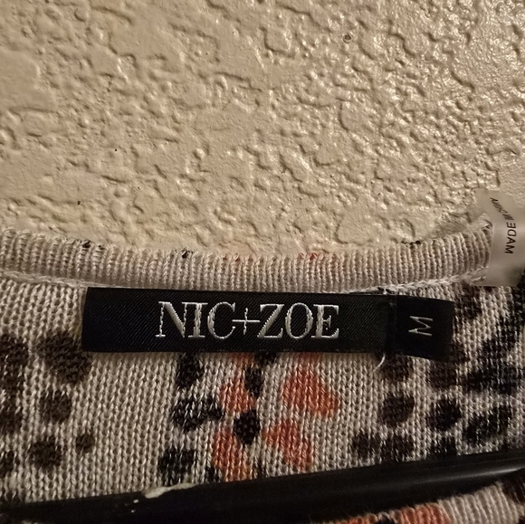 Sheer NIC+ZOE abstract long-sleeve blouse, size M, in great condition. - Picture 2 of 5